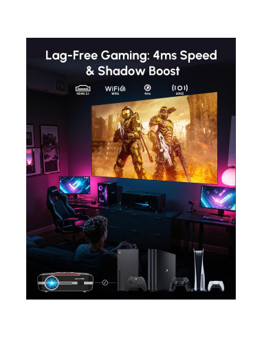 Proyector ZCGIOBN 4K 1800 ANSI Lúmenes Lanzamiento Corto