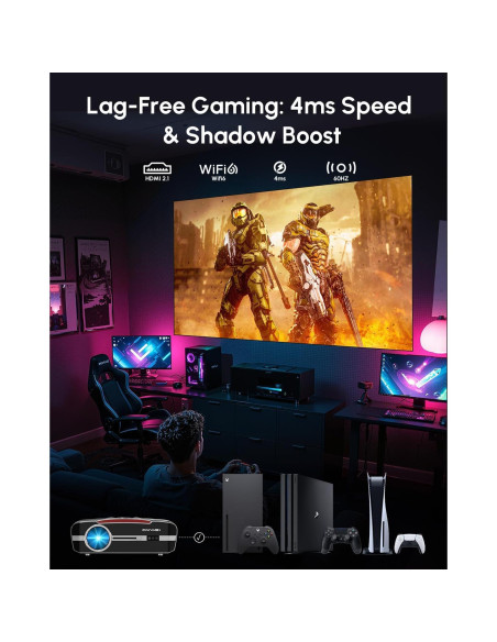 Proyector ZCGIOBN 4K 1800 ANSI Lúmenes Lanzamiento Corto