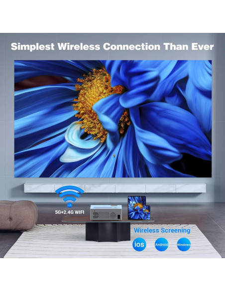 Proyector WiFi Bluetooth PURSHE AK-60 Nativo 1080P 450 Lúmenes