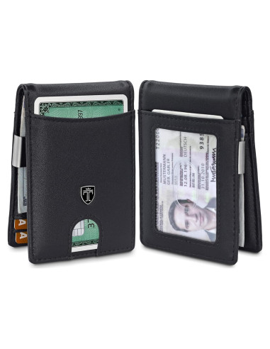 Cartera Slim TRAVANDO Atlanta Hombre RFID Negro - Clip Dinero