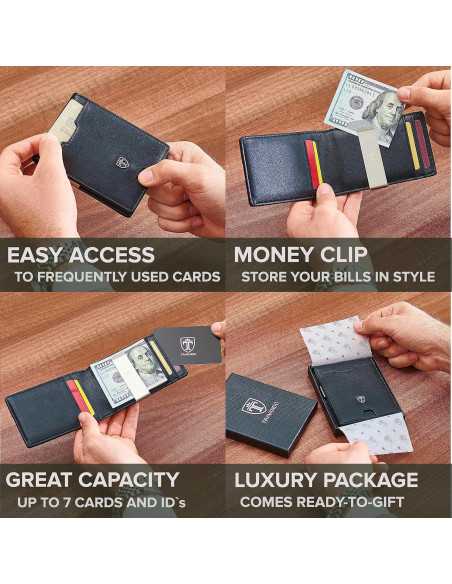 Cartera Slim TRAVANDO Atlanta Hombre RFID Negro - Clip Dinero Cartera Slim TRAVANDO Atlanta Hombre RFID Negro - Clip Dinero