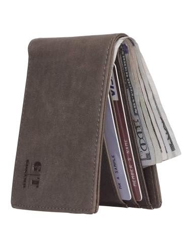 Billetera Slim de Cuero Gostwo para Hombres con Ventana ID