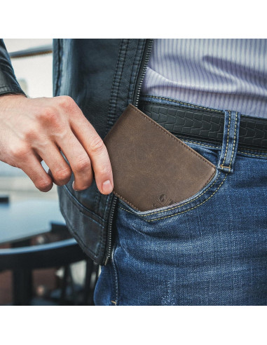 Billetera Slim de Cuero Gostwo para Hombres con Ventana ID