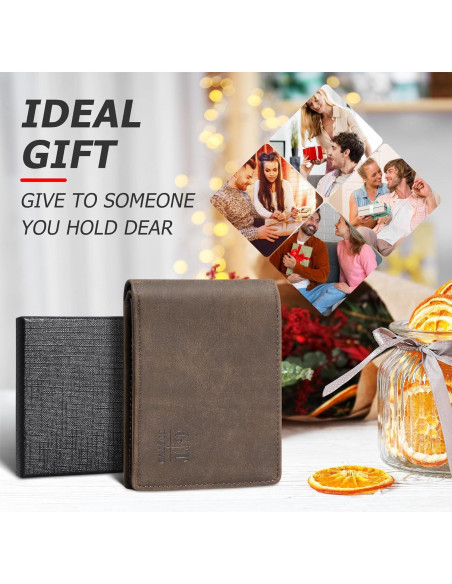 Billetera Slim de Cuero Gostwo para Hombres con Ventana ID Billetera Slim de Cuero Gostwo para Hombres con Ventana ID