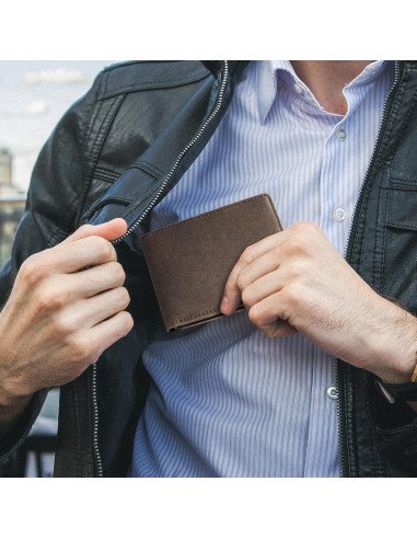 Billetera Slim de Cuero Gostwo para Hombres con Ventana ID