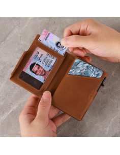 Billetera RFID Minimalista SparkMark para Hombres - Marrón Claro 2