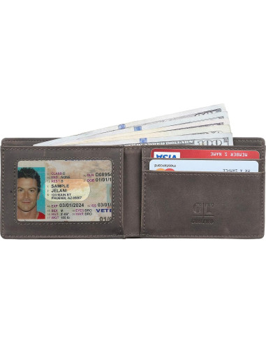 Billetera Slim de Cuero Gostwo para Hombres con Ventana ID