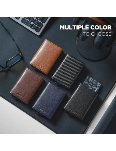 Cartera Plegable Minimalista VULKIT con Bloqueo RFID para Hombres