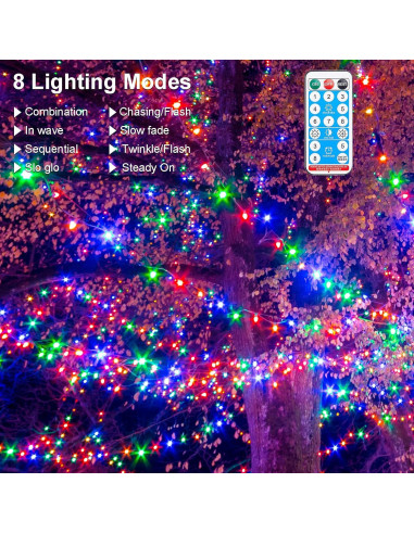 Luces de Hadas Solares ZAIYW 30.48m 300 LED Multicolor