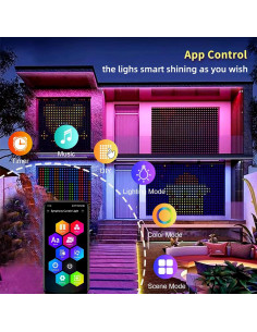 Luces de Cortina Inteligente QINER 2x2m 400 LEDs IP65 Decoración 2