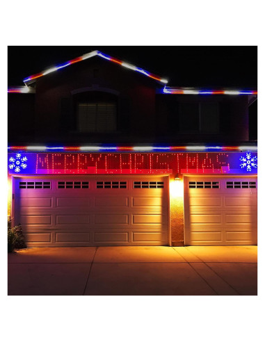 Luces LED de Cortina Feliz Navidad Russell Decor 5.49m RGB