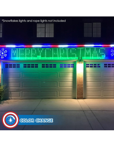 Luces LED de Cortina Feliz Navidad Russell Decor 5.49m RGB