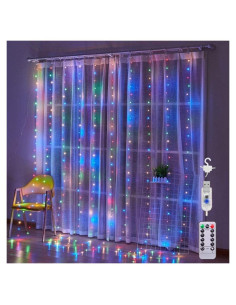 Luces de Cortina LED Comtelek Multicolor USB 8 Modos con Control Remoto