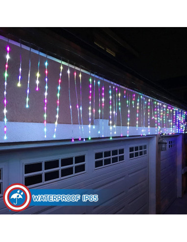Luces LED de Cortina Feliz Navidad Russell Decor 5.49m RGB