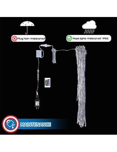 Luces LED de Cortina Feliz Navidad Russell Decor 5.49m RGB