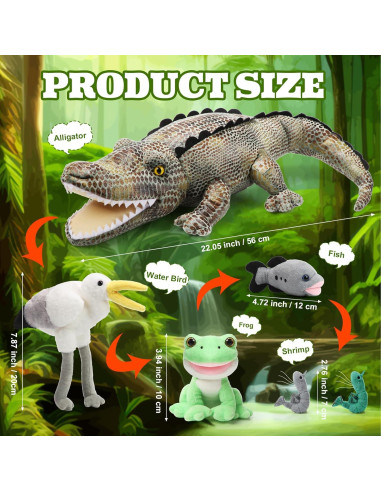 Conjunto de Juguetes de Peluche Leyndo 6 en 1 Cocodrilo 55.88 cm