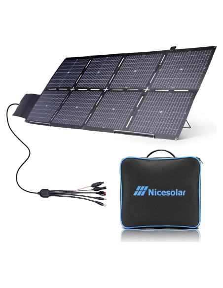 Panel Solar Plegable Nicesolar 200W Cargador USB Rápido