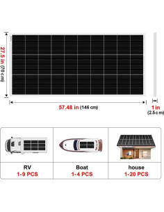 Panel Solar Monocristalino DOKIO 200W 18V para Cargar Batería 12V 2