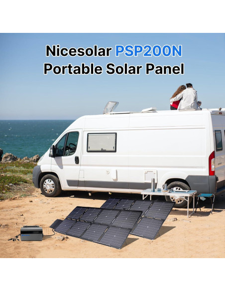 Panel Solar Plegable Nicesolar 200W Cargador USB Rápido