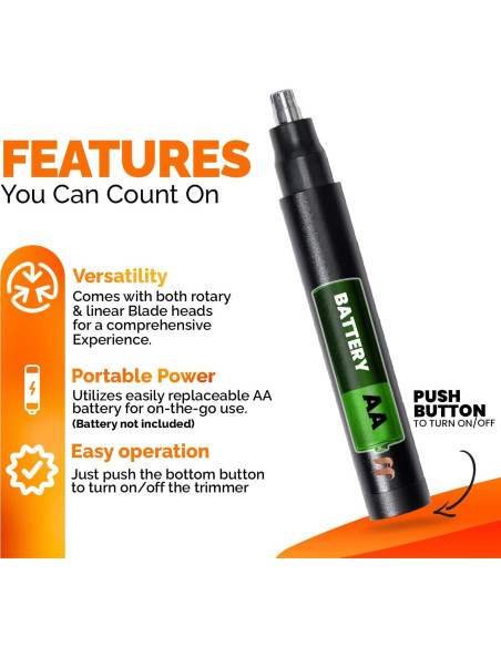 Recortador de Vello Nasal y de Oído Brio - Cuchilla Doble, Resistente al Agua Recortador de Vello Nasal y de Oído Brio - Cuchilla Doble, Resistente al Agua