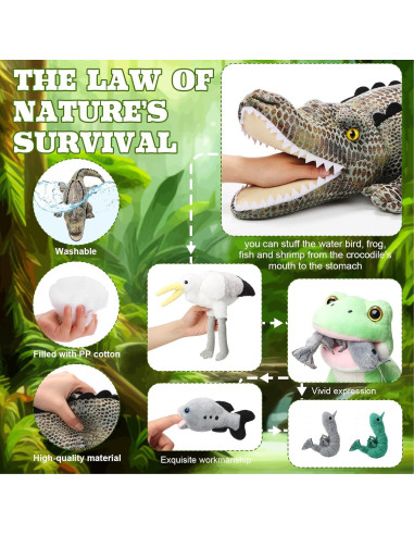 Conjunto de Juguetes de Peluche Leyndo 6 en 1 Cocodrilo 55.88 cm