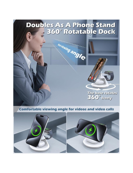 Estación de Carga Inalámbrica 3 en 1 MagSafe 15W - Autige