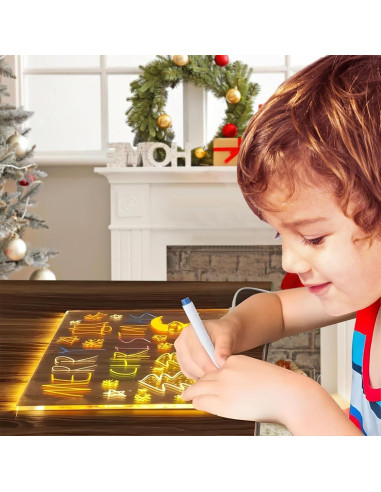 Tablero de Borrado en Seco LED MOCOWAY 30x20 cm con 7 Bolígrafos