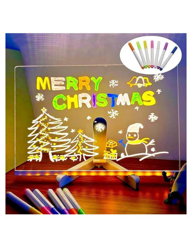 Tablero de Notas LED IYUWE 30x20cm Borrado en Seco Acrílico