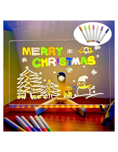 Tablero de Notas LED IYUWE 30x20cm Borrado en Seco Acrílico