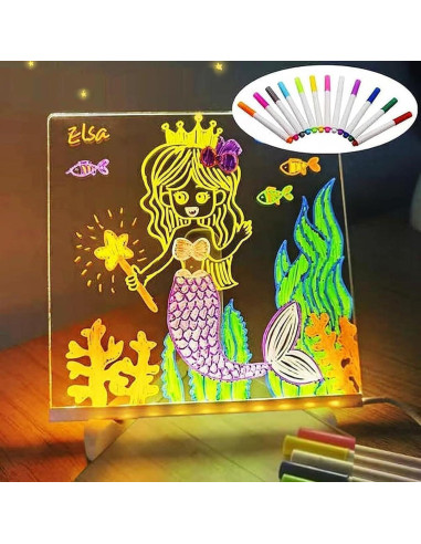 Tablero de Notas LED IYUWE 30x20cm Borrado en Seco Acrílico