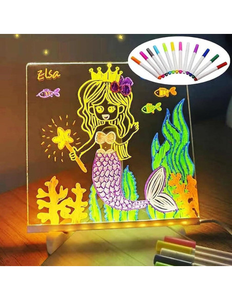 Tablero de Notas LED IYUWE 30x20cm Borrado en Seco Acrílico