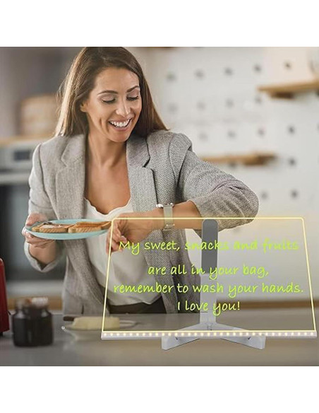 Tablero de Notas LED IYUWE 30x20cm Borrado en Seco Acrílico