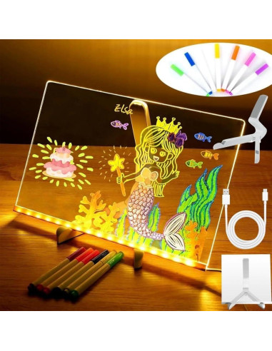 Tablero Acrílico LED Borrado en Seco DLLMHAHAHA 30x20 cm