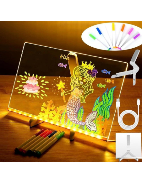 Tablero Acrílico LED Borrado en Seco DLLMHAHAHA 30x20 cm