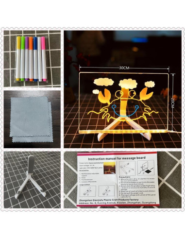 Tablero Acrílico LED Borrado en Seco DLLMHAHAHA 30x20 cm