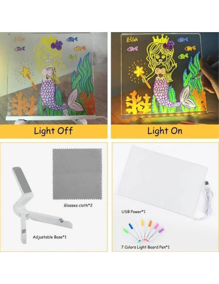 Tablero Acrílico LED Borrado en Seco DLLMHAHAHA 30x20 cm