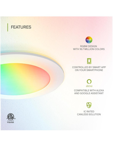 Paquete de 6 Luces LED Empotradas ASD RGBW 15W 2700K-6500K