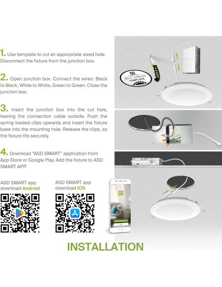 Paquete de 6 Luces LED Empotradas ASD RGBW 15W 2700K-6500K