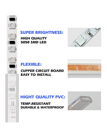 Tira de Luz LED RGB KERTME 10m Impermeable Control Remoto