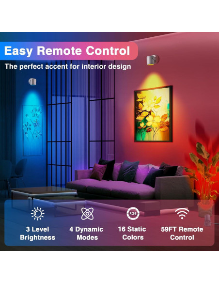 Focos LED RGBW URTOM 2 Paquete Dimmable Control Remoto Focos LED RGBW URTOM 2 Paquete Dimmable Control Remoto