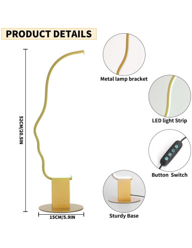 Lámpara de Mesa LED RGB Kariosid 52cm Regulable con Temporizador
