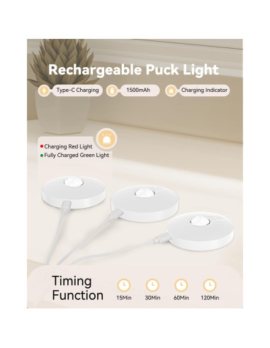 Luces Puck Recargables Aokpsrt 6PCS RGB 1500mAh para Cuadros