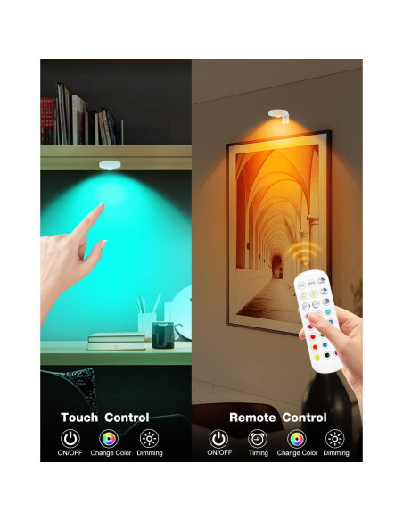 Luces Puck Recargables Aokpsrt 6PCS RGB 1500mAh para Cuadros