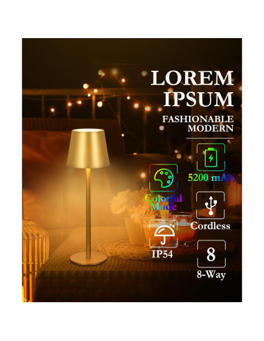 Lámpara de Mesa Inalámbrica RGB Faithorse 2 Paquetes 5200mAh