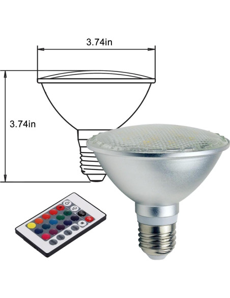 Bombilla LED PAR30S 30W RGB y Blanco Cálido 3000K - 2 Pack