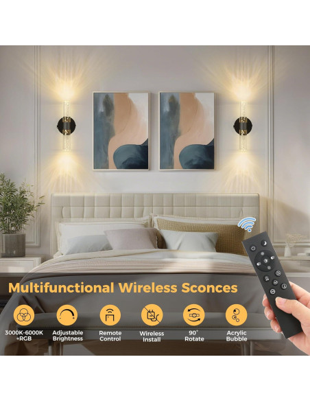 Aplique de Pared Inalámbrico DORESshop 30.48cm Negro 10000mAh