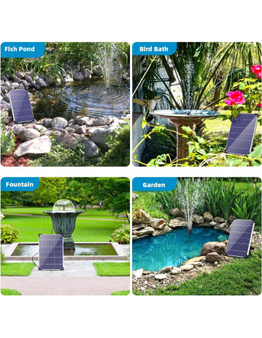Bomba de Agua Solar POPOSOAP 12W para Jardín y Estanques