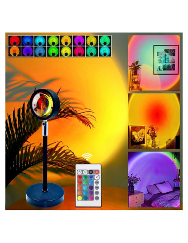 Proyector de Lámpara de Atardecer Genérico 16 Colores RGB Control Remoto