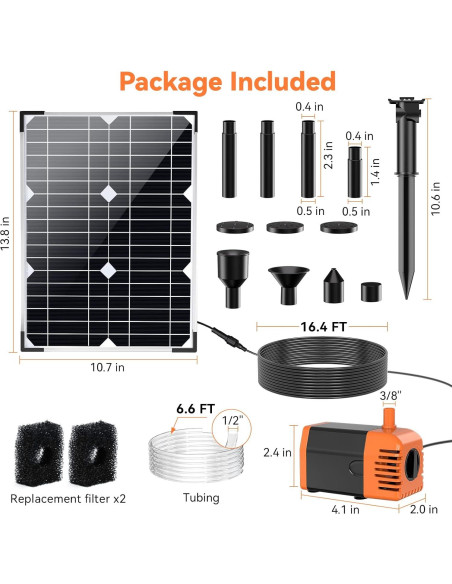 Bomba de Agua Solar 20W POPOSOAP para Estanque y Jardín