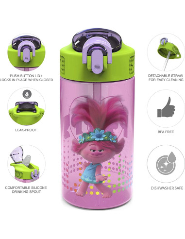 Botella de Agua Infantil Zak Designs Trolls 0.47L